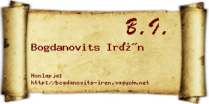 Bogdanovits Irén névjegykártya